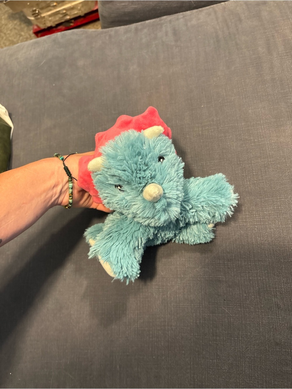 Teal Plush Dinosaur with Red Crest - Soft Cuddly Dino Toy - Picture 5 of 5